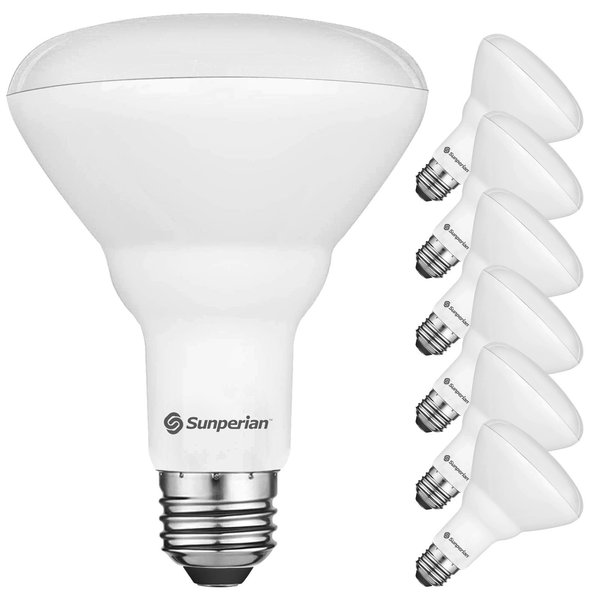 Sunperian BR30 LED Flood Light Bulbs 8.5W (65W Equivalent) 800LM Dimmable E26 Base 6-Pack SP34014-6PK